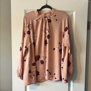 C&C California Blush and Burgundy Floral Blouse